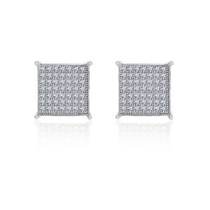Sterling Silver CZ Square Micropave Stud Earrings